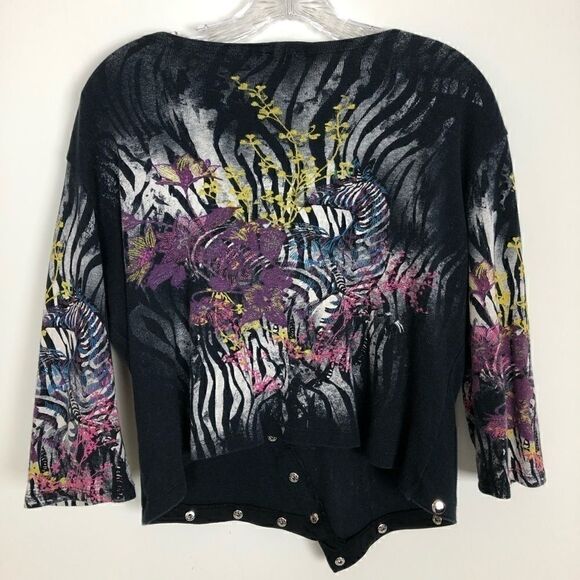 Boho Chic Animal Print Zebra Top - Size Large - Picture 2 of 4